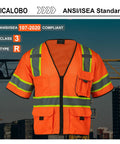 Kickass Mens High Visibility Mesh Safety Vest With Ten Functional Pockets And Zipper Front Ansi Class Three Reflective Work Gear