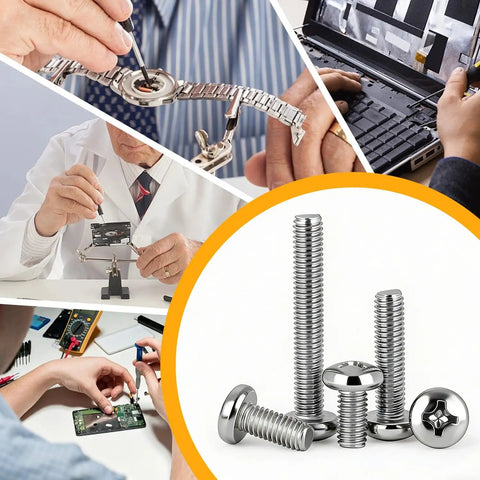 Heavy Duty 1000 Piece Phillips Pan Head Machine Screws Kit With Rust Proof Carbon Steel Fasteners for electronics repair and gadgets.