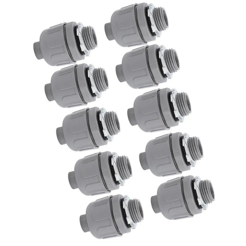 Rock Solid Liquid Tight Conduit Connectors 1 Inch Npt Nylon 6 Electrical Fittings For Outdoor Wiring Heavy Duty 10 Pack connectors