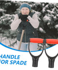 Two Pack Plastic D Shaped Spade Handle Replacement for shovels shown in use with snow shovel, anti slip ergonomic grip