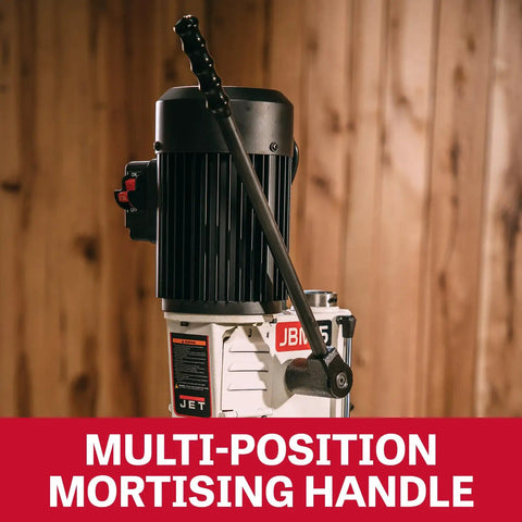 Benchtop Mortiser With One Half Inch Chisel And Four And Three Quarters Inch Stroke For Woodworking, 115 Volt Single Phase, One Half HP Motor, Reversible Column For Large Stock, Multi Position Mortising Handle, Quick Depth Stop, Model JBM-5