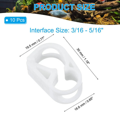 10 Pack Plastic Tubing Clamps 3/16 To 5/16 Inch Adjustable Tube Clamps for laboratory flow control, product size shown.