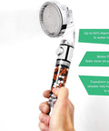 Filtered Shower Head With Eco Power High Pressure Water Softener, No Fuss On Off Switch, Spa Like Ionic Beads in use