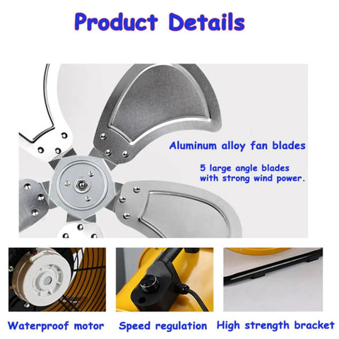 24 Inch Heavy Duty Industrial Oscillating Metal Drum Fan Solid Steel Beast Adjustable Tilt And Multi Speed Settings detailed fan blades and motor features.