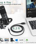 Pro Grade USB Condenser Podcast Microphone Kit With 192KHz 24Bit Audio shown with laptop setup