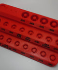 Table Top Reloading Stand for Bullet Comparator and Headspace Gauge Kits Keeps Lock N Load Gauge and 14 Insert Bullet Comparator Set Organized red plastic