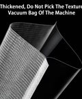 Close-up of a thickened, textured vacuum bag, suitable for heat sealing and food storage, showcasing durability and texture.