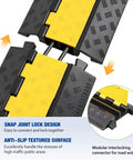 Two Pack Two Channel Cable Ramp Set With 22000 Lb Axle Capacity Heavy-Duty Rubber Cord Protector with yellow accents