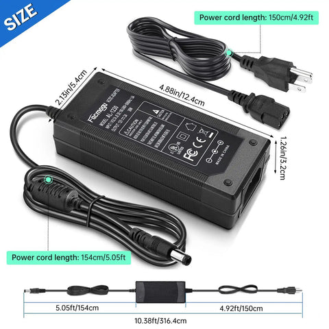 3 Prong 12V DC Power Supply Adapter, 36W Desktop AC To DC Converter, 3A Low Power Transformer For 12V Gear, Perfect For CCTV Cameras, Routers, LED Strips, Modems, And Other Small Electronics, black adapter with cords