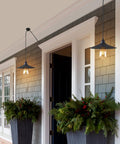 Outdoor porch with two No Fuss Easy Plug In Cord Outdoor Hanging Lamp For Patio Waterproof Pendant Light Weatherproof 110V-240V fixtures