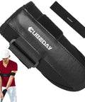 Golf Wrist Brace And Arm Band Training Kit Two In One Pro Swing Trainer for Impact Control, black color, in use by golfer