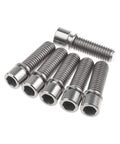 Six M8x25mm titanium bolts with washers for BMX stem; hex-socket heads.