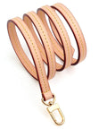 Top Shelf Genuine Vachetta Leather Shoulder Strap Straight Up Fine Short Purse Strap Thin Crossbody Handbag Replacement For Luxury Pochette Bag Apricot Tone with gold clip