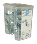 Plastic container of 3/4 Inch EMT Conduit Strap Clamp One Hole, 100 pack steel straps for secure electrical wiring