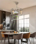 Ceiling Fan with Light 3-Blade Low Noise Modern Ceiling Mount for Bedroom installed in stylish kitchen. Features metal and glass design.