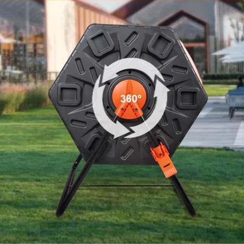 31 Gallon Dual Chamber Rotating Compost Bin With Tumbling Action No Dig Easy Turn Sliding Doors And Aeration System BPA Free Garden Compost Tumbler For Quick Effortless Mix Bright Orange