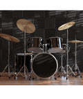 12 Pack Professional Grade Soundproofing Foam Wedges For Walls High Density Polyurethane Acoustic Panels Flat Out Solid Studio Kit That Kills Background Echo Noise Fast behind a black drum set.