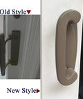 Comparison of old and new Gliding Patio Door Dummy Pull Handles For Tribeca Style Doors Compatible With OEM Parts 2562035 2573603 2573605