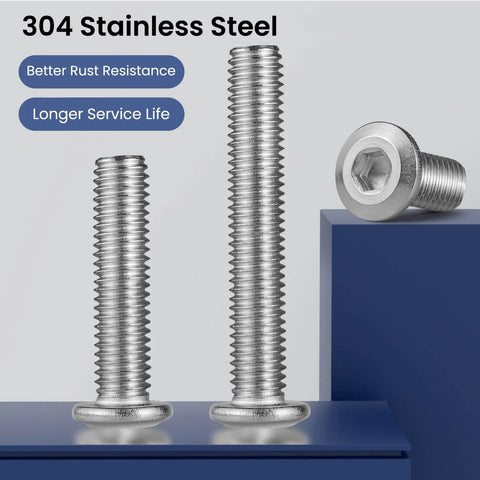 1/4-20 Flat Head Socket Cap Screws Set, 3 Inch, 20 Pack, Full Thread, 304 Stainless Steel 18-8 Furniture Bolts Displayed