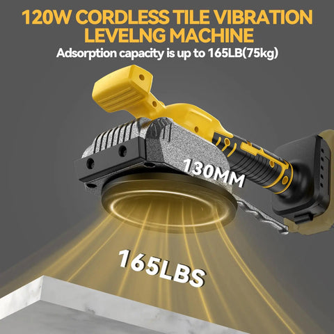 Close-up of Cordless Tile Vibration Tool With 5 Speed Settings For Leveling Floors And Walls, 20V Battery Compatible, suction cup detail.