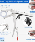 Self Adjusting Locking Pliers Set Knobs Free Squeeze And Go Grip Heavy Duty C Clamp Vise Tool with 1.96 inch jaw opening.