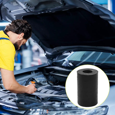 Mechanic using Heavy Duty Eight Piece Rubber Spacers Rig Ready Anti Vibration Pads For Auto And Marine Rigs thick black washers.