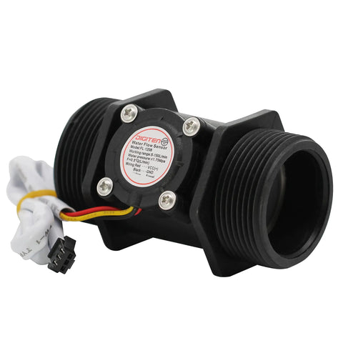 Side view of Go-To 1.5 Inch Water Flow Meter With Hall Effect Sensor Switch Pulse Output 10-150 LPM Waterproof Durable Flow Sensor