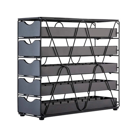 Ultra Slim 5 Point 4 Inch Wide Nespresso Pod Holder Drawer 5 Tier Multi Layer Organizer For Vertuo Pods Holds 100 Pods