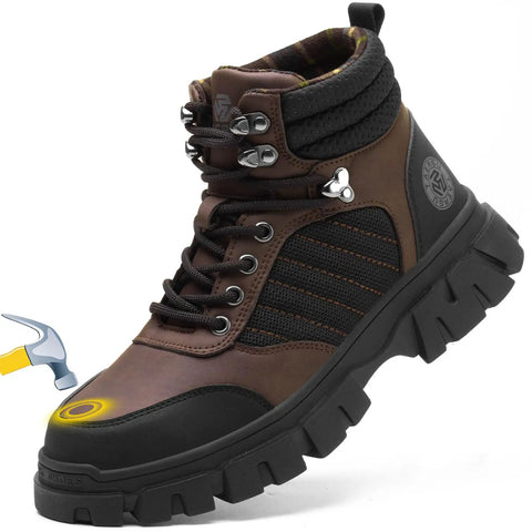 Waterproof Steel Toe Boots For Men 6 Inch Built Tough Comfort Safety Work Boots With Non Slip Puncture Resistant Indestructible Outsole