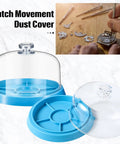 Two Pack Watch Movement Dust Covers With Five Slot Tray Storage Box For Organizing Small Parts Screws Fittings And Components In Watchmaking