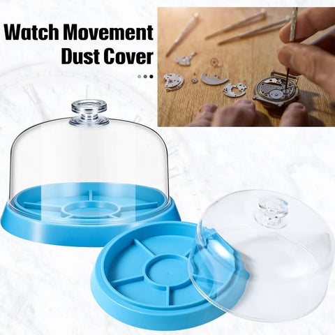 Two Pack Watch Movement Dust Covers With Five Slot Tray Storage Box For Organizing Small Parts Screws Fittings And Components In Watchmaking