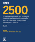 Cover of NFPA 2500 manual, 2022 edition, for Technical Search And Rescue Operations And Training Standard With Life Safety Rope Systems.