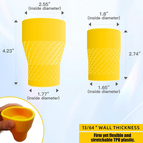 Universal Dust Collection Adapter For Miter Saws And Table Saws Flexible TPU Hose with size measurements.