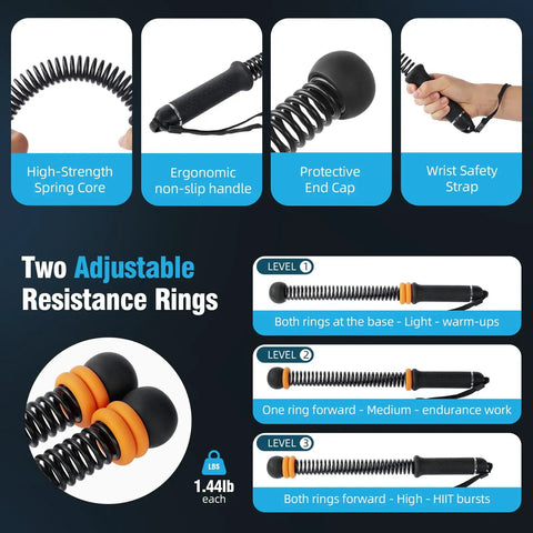 Two Pack Weighted Cordless Battle Ropes With Adjustable Resistance And Ropeless Design featuring adjustable resistance rings and non-slip handle