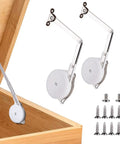 Soft Close Toy Box Hinges Set With No Pinch Lid Support for wooden toy boxes, with zinc alloy hinges and screws shown