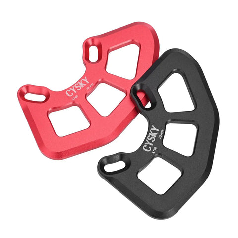 Beefy Lightweight Aluminum Alloy MTB Bash Guard for ISCG05 Mounts, Fits 22T-40T Single Chainrings, CNC Machined 7075-T6, Black and Red