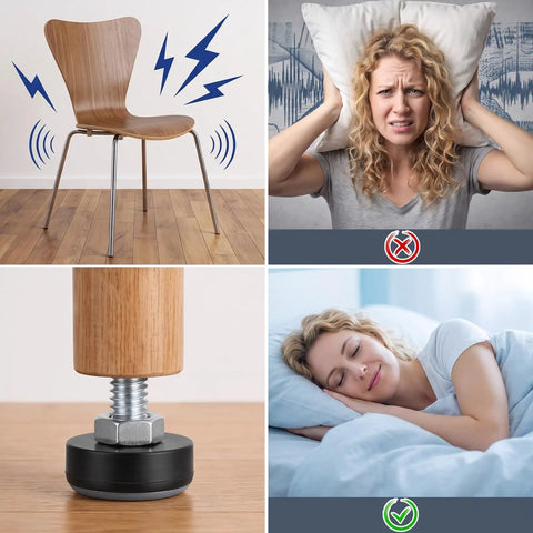 Image showing effects of Adjustable Furniture Feet With One Quarter Inch Thread, reducing noise for a peaceful sleep.