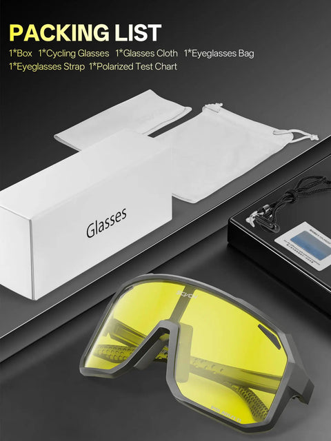 Night Vision Driving Glasses With Polarized Yellow Lenses Anti Glare For Safe Driving Cycling Running MTB with box and accessories