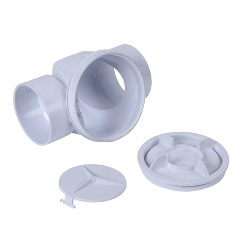 6 In PVC Backwater Valve For Basement Protection From Sewer Backflow And Street Sewage Backups With Elastomeric Seal And Quick Action Flapper Plus A Neoprene Sealed Access Cap That You Can Tighten By Hand, disassembled parts