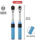 1/4 Inch Drive Click Torque Wrench Set Dual Direction Adjustable 72-Tooth, 23.5 cm Length, Aluminum Handle, Cr-Mo Steel