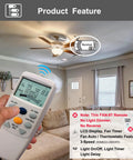 Thermostatic Ceiling Fan Remote Kit With LCD Temp Display, 3 Speed Control, Receiver And Timer in living room setting.