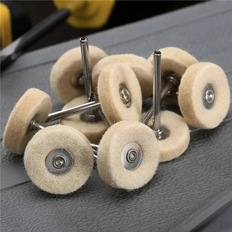 Pro Grade Wool Felt Polishing Wheel Kit 60 Pcs 25mm buffing wheels with 3mm shank for metal and plastic finishing and sanding