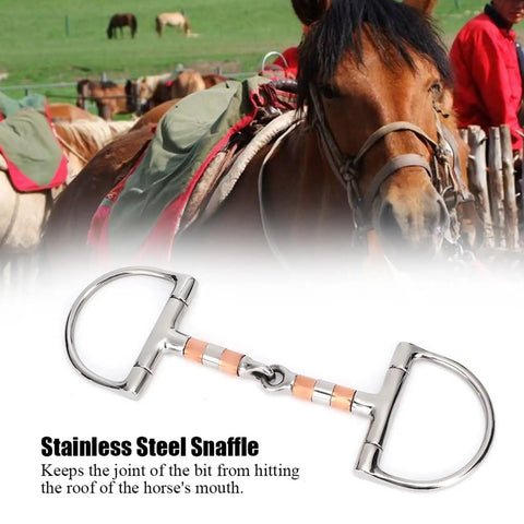 Stainless Steel Dee Bit Snaffle Horse Bit With Copper Roller for a smooth comfy ride and solid control, 5 inch mouth size shown.