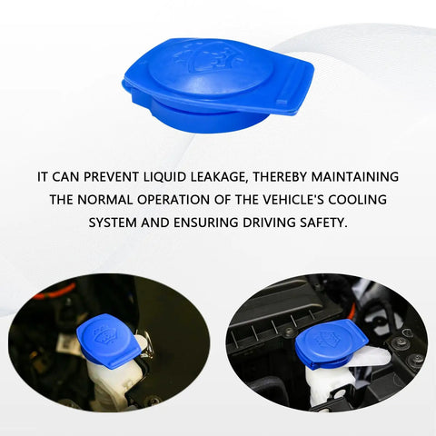 Leakproof Windshield Washer Reservoir Cap Replacement For Audi VW Porsche Cayenne 2003 2018, blue ABS, installed view.