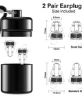 High Fidelity Concert Ear Plugs For Musicians And Fans With 24dB Noise Reduction And Advanced Filter Tech For Crystal Clear Music At Festivals Nightclubs DJs Drummers And Live Shows Two Pairs Black; image shows two sizes and a black case