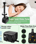 Submersible Pond Fountain Pump With Lit LED Lights, 15W 800 Liters Per Hour Flow, Ultra Quiet for Small Ponds and Aquariums