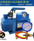 V-i120SV 1 L Single Stage Vacuum Pump For Car Air Conditioning R410A with gauge and hoses, blue color