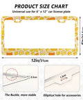 Hella Dope Yellow And Orange Cheese Design License Plate Frames 2 Pack size chart 12x6 inches with measurements shown
