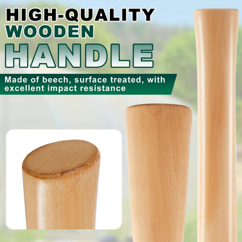 Close-up of Two Pack 35 Inch Beech Wood Pickaxe Handles Replacement For Heavy Duty Tool Work In Garden