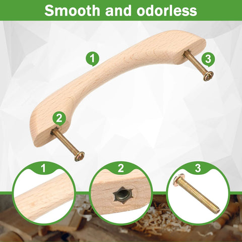 Wood Drawer Pulls Set Of 30 Unfinished Cabinet Handles With Screws For Drawers Dresser Wardrobe Replacement Hardware 5 Inch Total Length